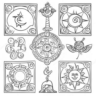 Mystical Tarot Symbols Coloring Page 10717-8731