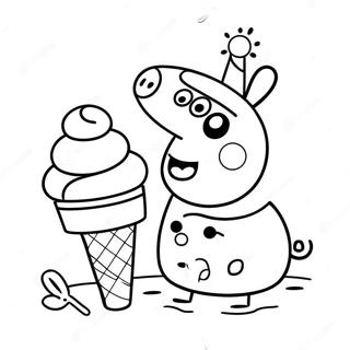 Peppa Pig Enjoying Colorful Ice Cream Coloring Page 10767-8763