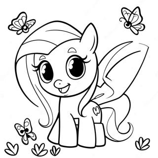 Cute Fluttershy With Butterflies Coloring Page 10787-8782