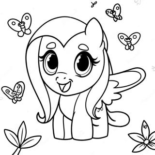 Cute Fluttershy With Butterflies Coloring Page 10787-8784