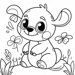 Cute Ohana Stitch With Flowers Coloring Page 10827-8813