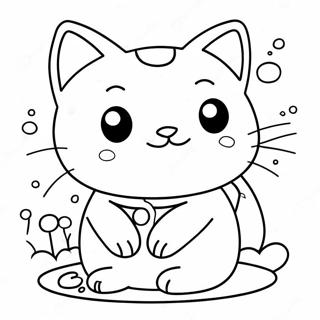 Kawaii Japanese Cat Coloring Page 10857-8841