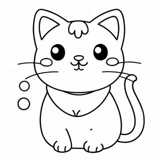 Kawaii Japanese Cat Coloring Page 10857-8842