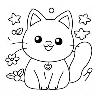 Kawaii Japanese Cat Coloring Page 10857-8843