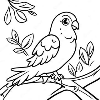 Colorful Parakeet Perched On A Branch Coloring Page 10867-8845