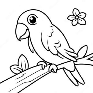 Colorful Parakeet Perched On A Branch Coloring Page 10867-8846