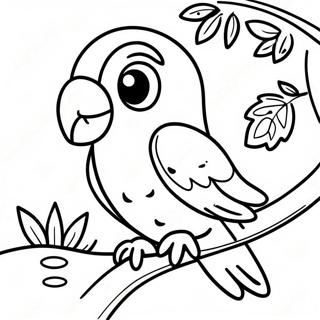 Colorful Parakeet Perched On A Branch Coloring Page 10867-8848