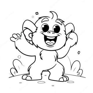 Cute Yeti Playing In The Snow Coloring Page 10927-8885