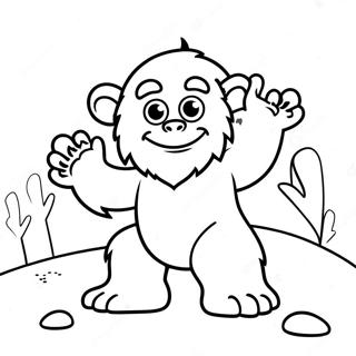 Cute Yeti Playing In The Snow Coloring Page 10927-8886