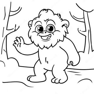 Cute Yeti Playing In The Snow Coloring Page 10927-8887