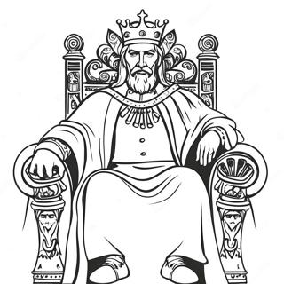 Majestic King Sitting On Throne Coloring Page 11017-8966