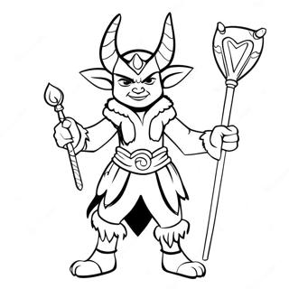 Mischievous Loki With Scepter Coloring Page 11037-8979