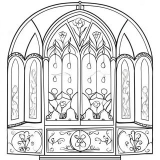 Beautiful Church With Stained Glass Coloring Page 11077-9011