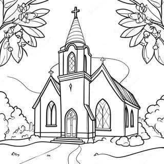 Beautiful Church With Stained Glass Coloring Page 11077-9012