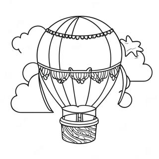 Colorful Hot Air Balloon In The Sky Coloring Page 11087-9017