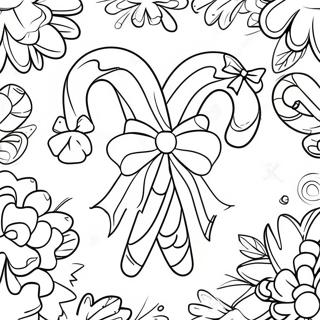 Festive Candy Cane With Bows Coloring Page 11147-9067