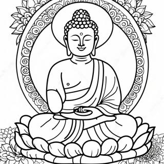 Peaceful Buddha Meditation Coloring Page 11177-9089