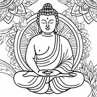 Peaceful Buddha Meditation Coloring Page 11177-9091