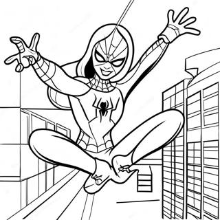 Spider Girl Action Pose Coloring Page 11216-9121