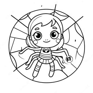 Cute Spider Girl With Web Coloring Page 11217-9117