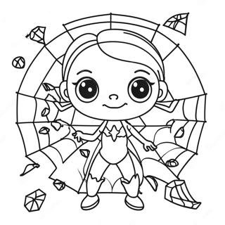 Cute Spider Girl With Web Coloring Page 11217-9119