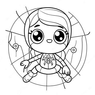 Cute Spider Girl With Web Coloring Page 11217-9120