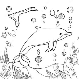 Realistic Dolphin Swimming In The Ocean Coloring Page 11266-9157