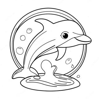 Playful Dolphin Jumping Through A Hoop Coloring Page 11267-9161