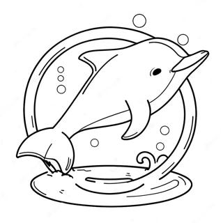 Playful Dolphin Jumping Through A Hoop Coloring Page 11267-9162