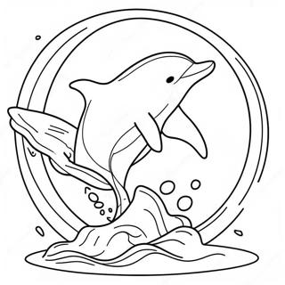 Playful Dolphin Jumping Through A Hoop Coloring Page 11267-9164