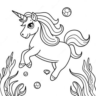 Sparkling Unicorn Mermaid Underwater Scene Coloring Page 11287-9177