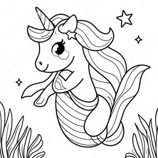 Sparkling Unicorn Mermaid Underwater Scene Coloring Page 11287-9179