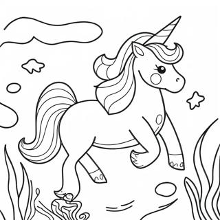 Sparkling Unicorn Mermaid Underwater Scene Coloring Page 11287-9180