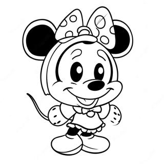 Cute Minnie Mouse With Bow Coloring Page 112-93