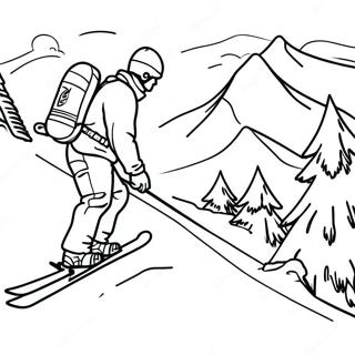 Snowy Mountain Skiing Coloring Page 11307-9190