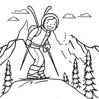 Snowy Mountain Skiing Coloring Page 11307-9191