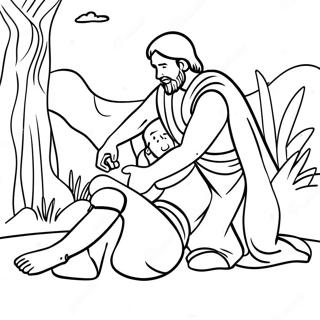 The Good Samaritan Helping The Injured Man Coloring Page 11326-9206