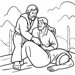 The Good Samaritan Helping The Injured Man Coloring Page 11326-9207