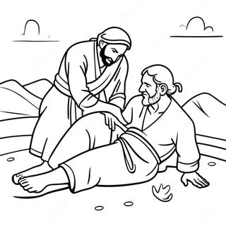 The Good Samaritan Helping The Injured Man Coloring Page 11326-9208