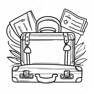 Colorful Suitcase And Passport Coloring Page 11367-9239