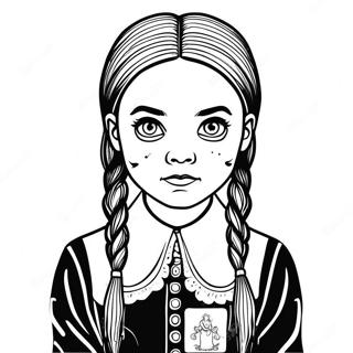 Wednesday Addams Spooky Portrait Coloring Page 11387-9253