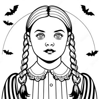 Wednesday Addams Spooky Portrait Coloring Page 11387-9254