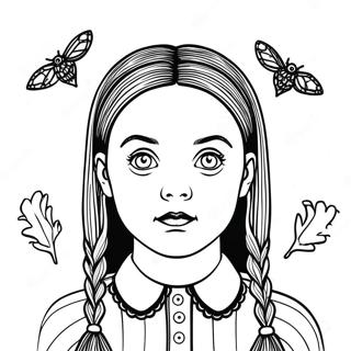 Wednesday Addams Spooky Portrait Coloring Page 11387-9255