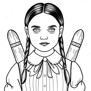 Wednesday Addams Spooky Portrait Coloring Page 11387-9256