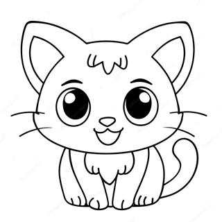 Cute Anime Cat With Big Eyes Coloring Page 11417-9278