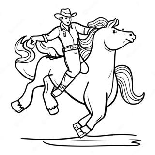 Cowboy Riding A Bucking Bronco Coloring Page 11427-9291