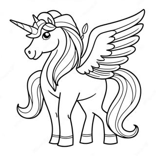 Majestic Unicorn With Colorful Wings Coloring Page 11496-9342