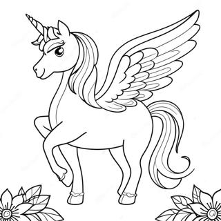 Majestic Unicorn With Colorful Wings Coloring Page 11496-9343