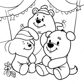 Festive Winnie The Pooh With Friends Coloring Page 11547-9385