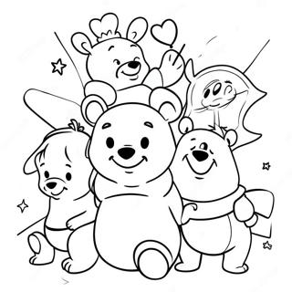 Festive Winnie The Pooh With Friends Coloring Page 11547-9386